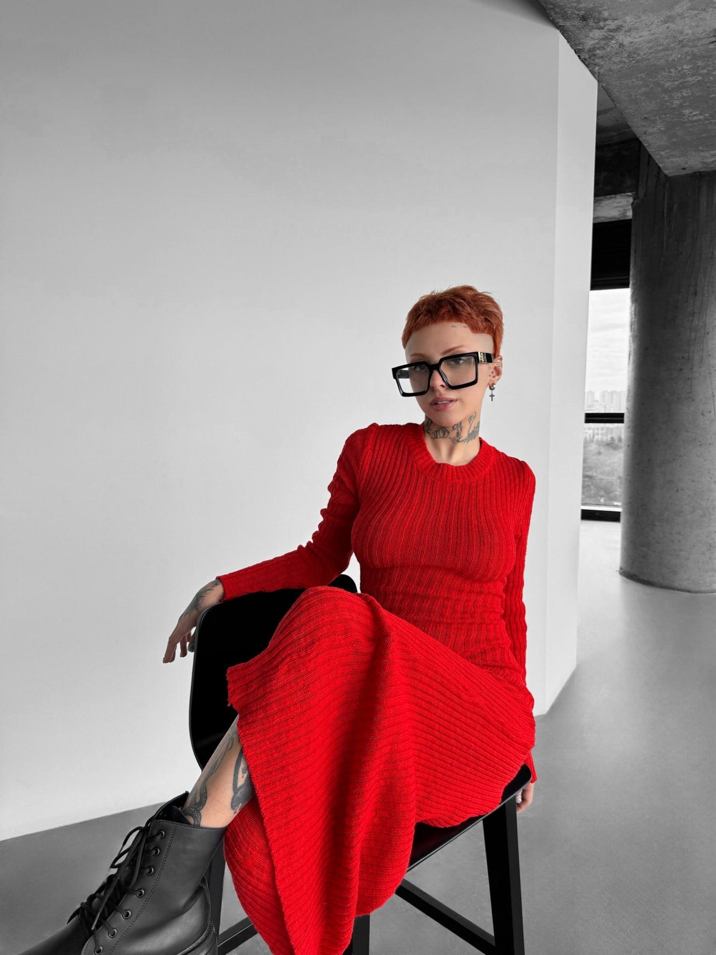 Maxi Gebreide Jurk - Rood
