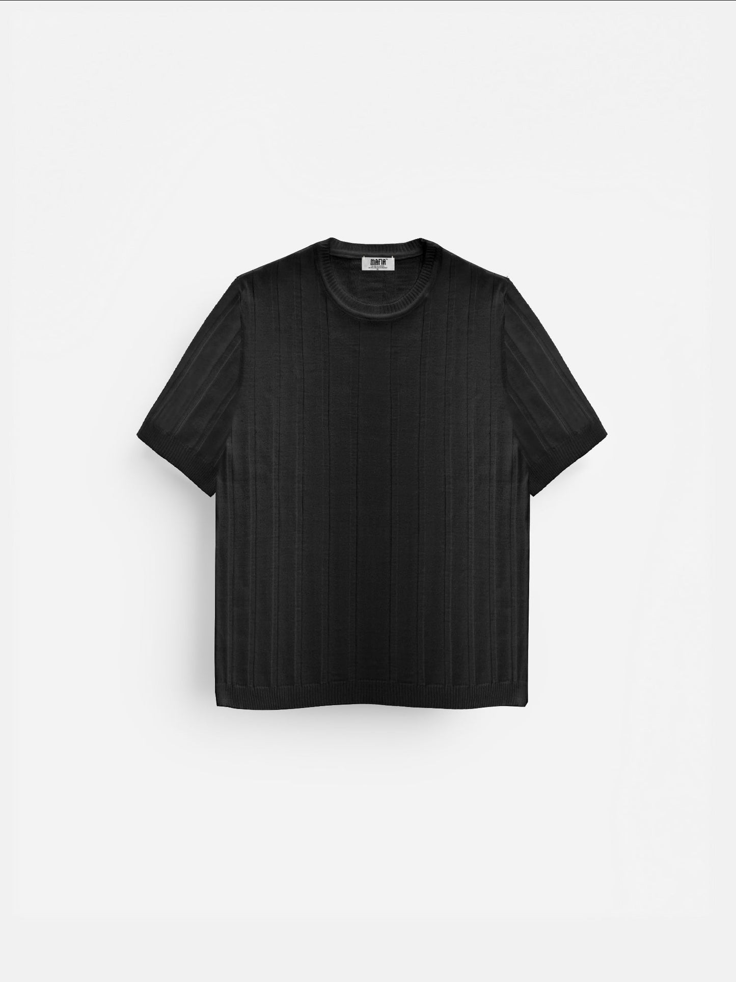 Regular Fit Knit Lines T-shirt - Zwart