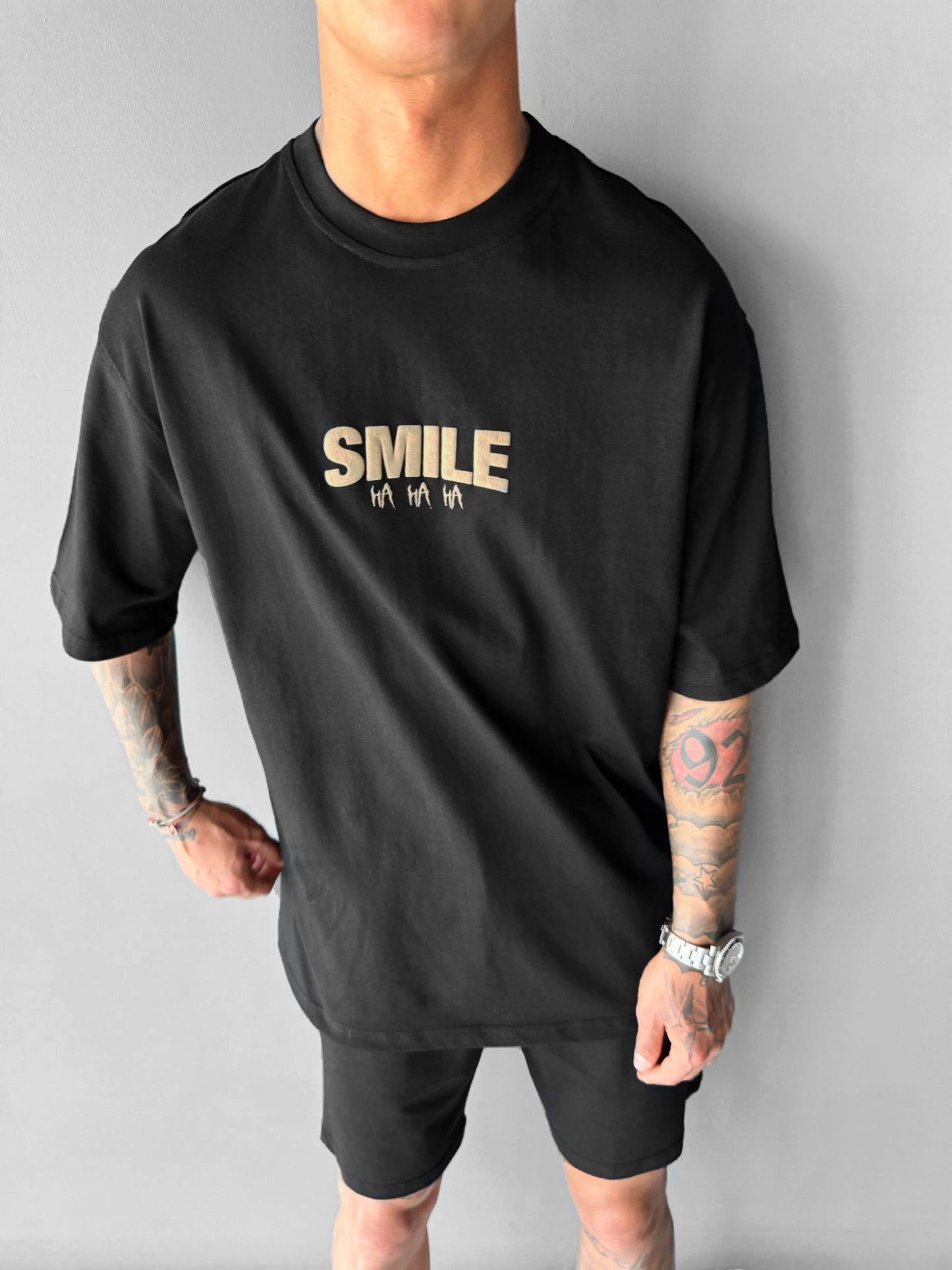 Oversize Smile T-Shirt - Zwart
