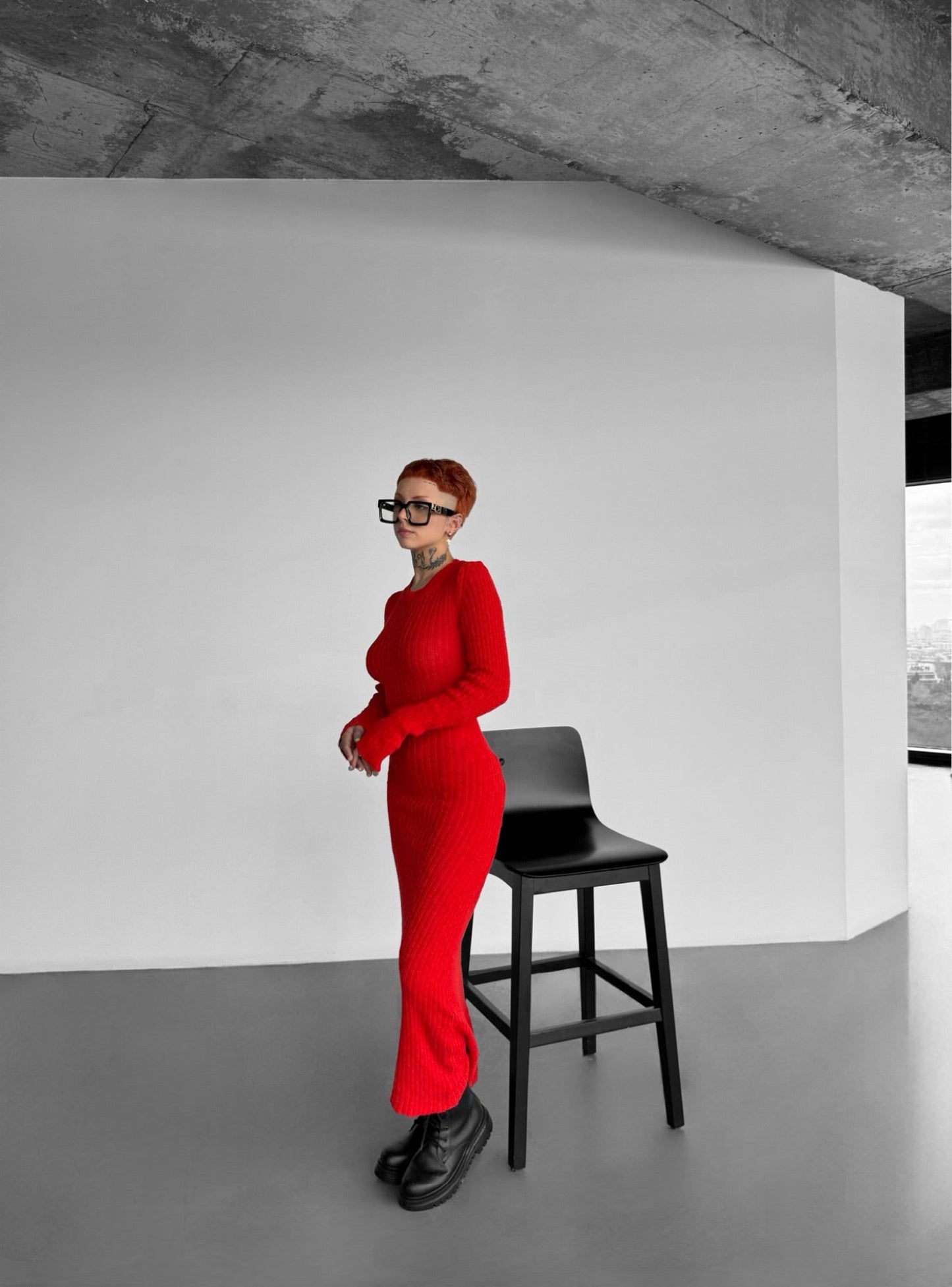 Maxi Gebreide Jurk - Rood
