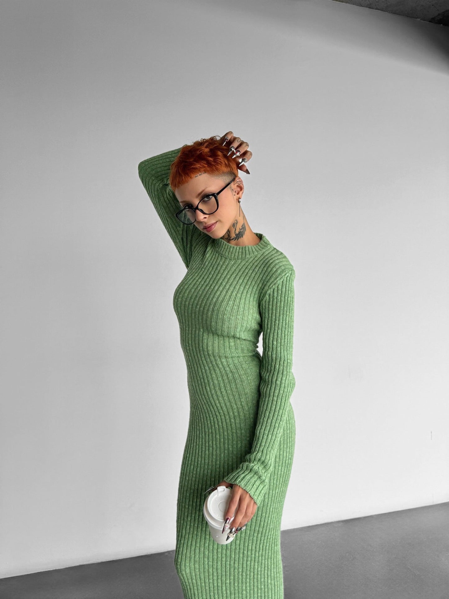 Maxi Gebreide Jurk - Groen
