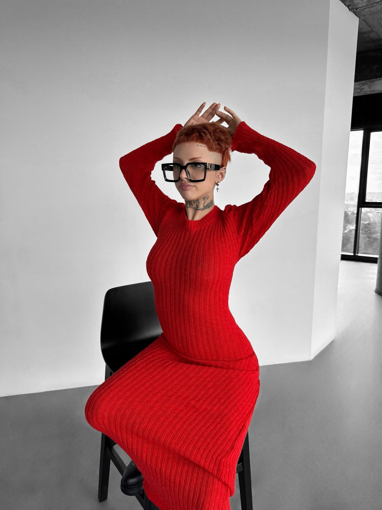 Maxi Gebreide Jurk - Rood