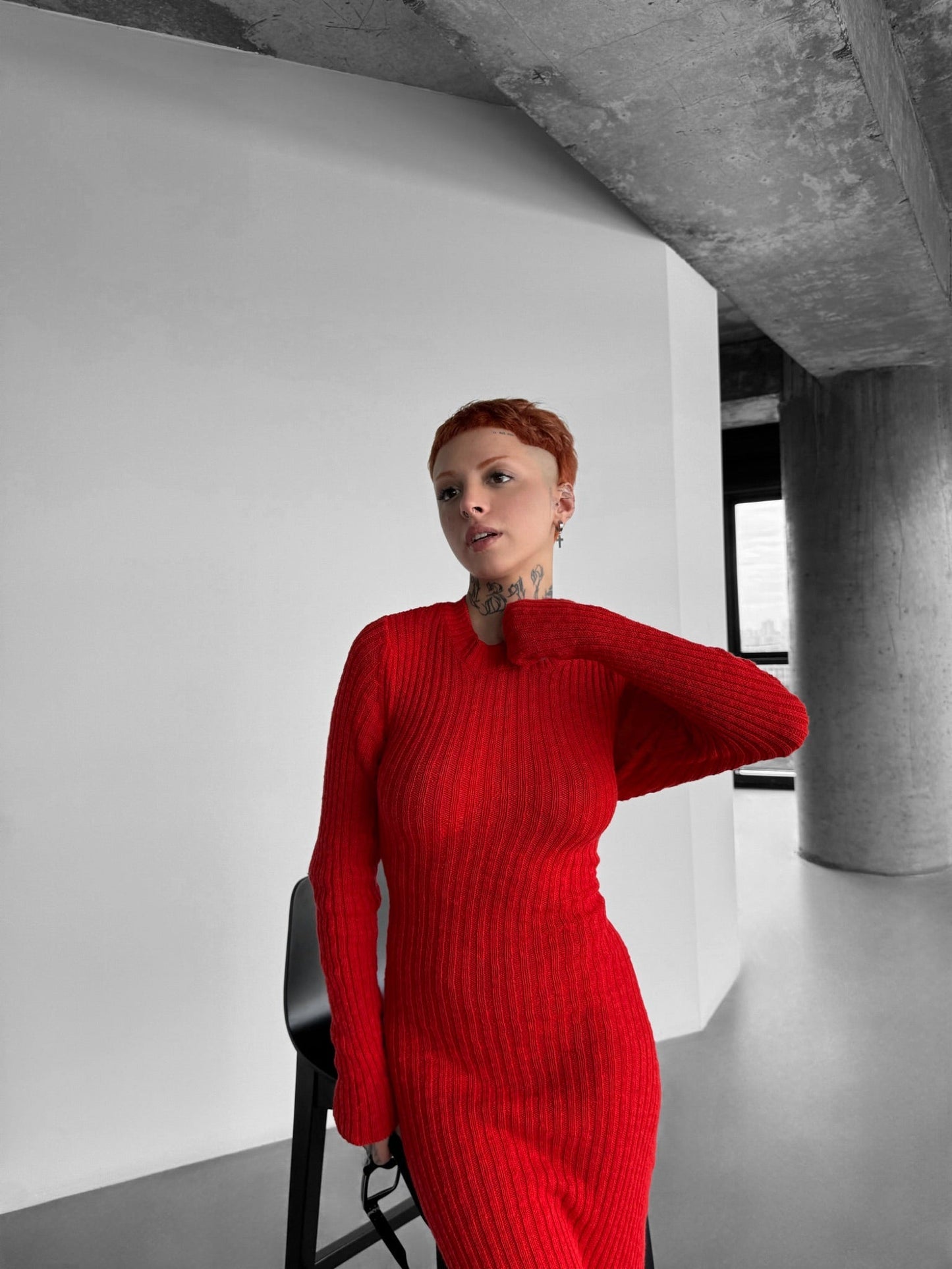 Maxi Gebreide Jurk - Rood
