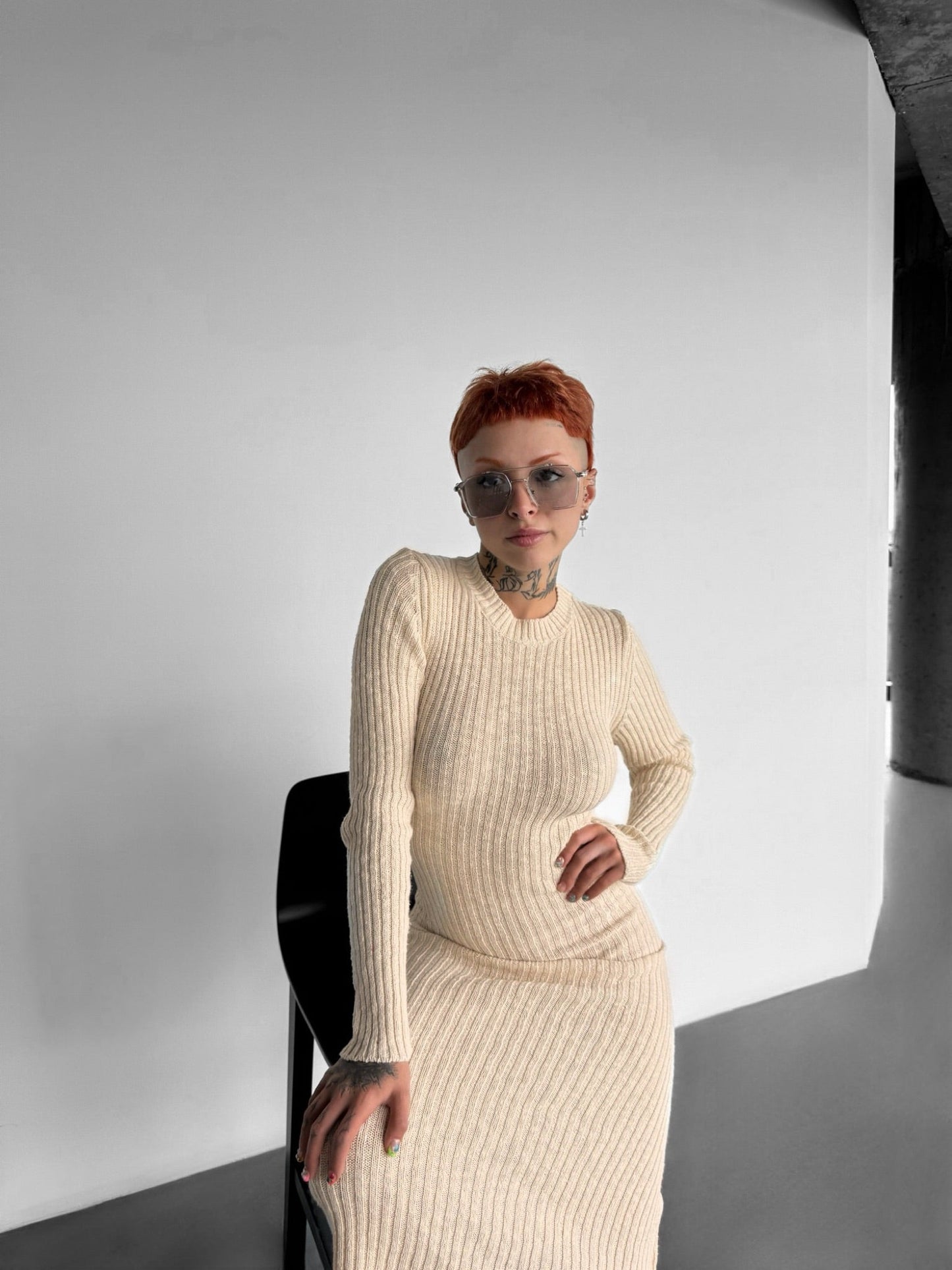 Maxi Gebreide Jurk - Beige