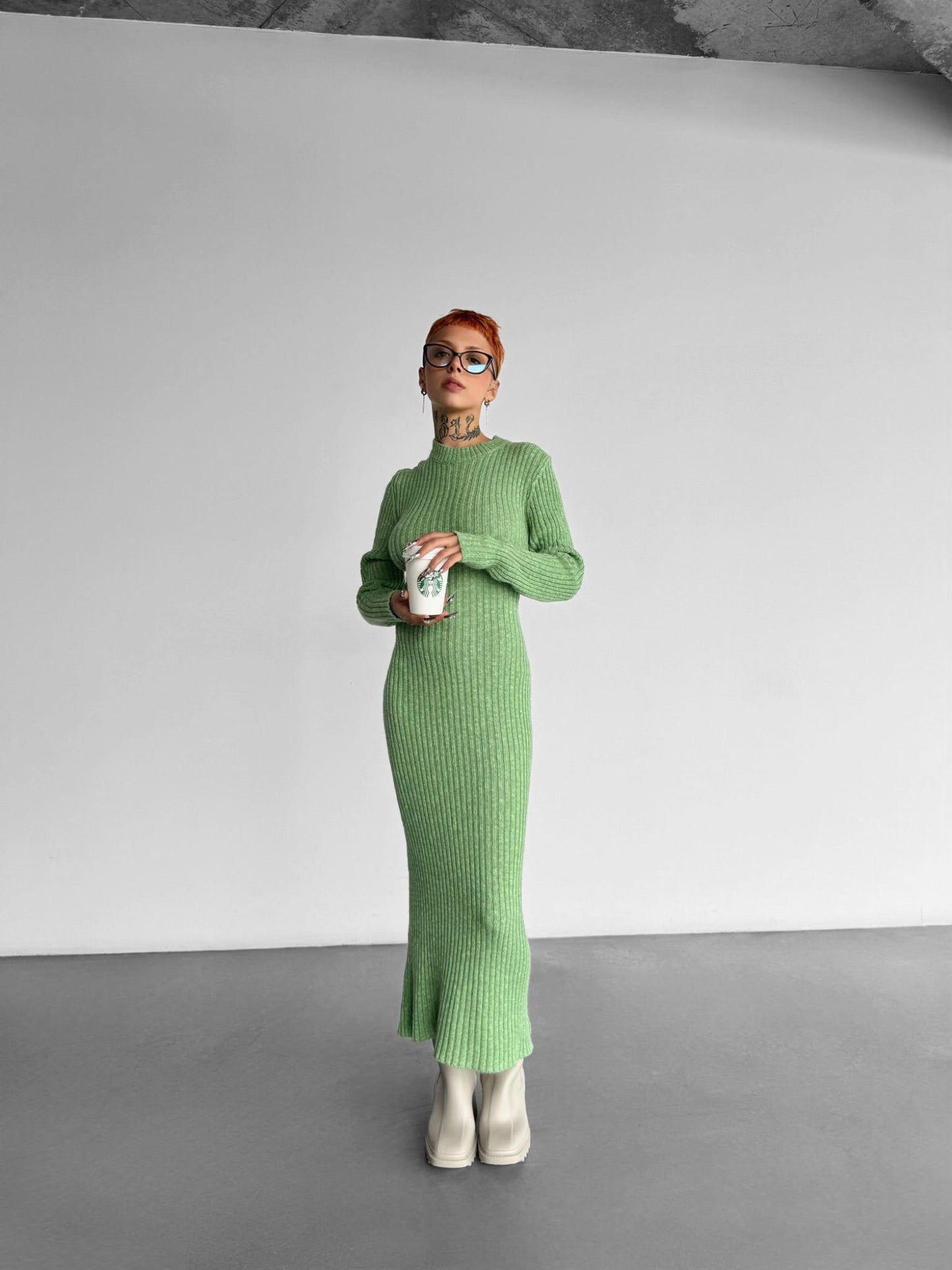 Maxi Gebreide Jurk - Groen