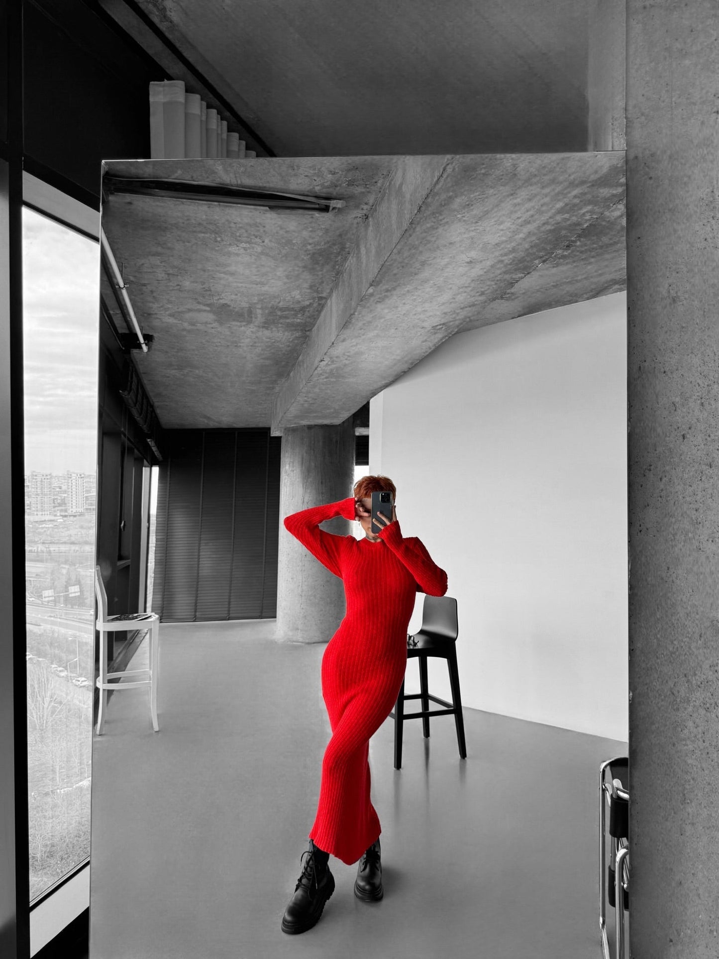 Maxi Gebreide Jurk - Rood