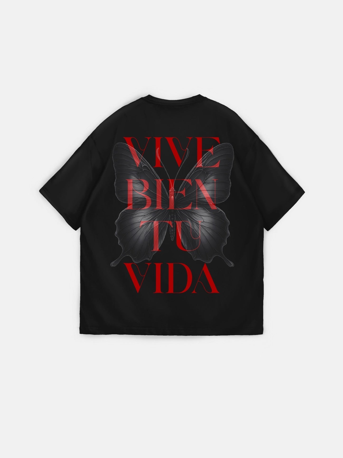 Oversize "Vive Bien Tu Vida" T-Shirt - Zwart