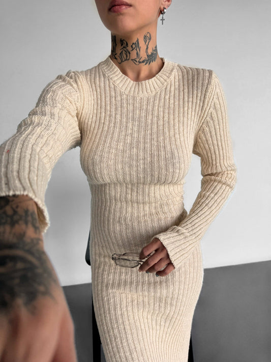 Maxi Gebreide Jurk - Beige