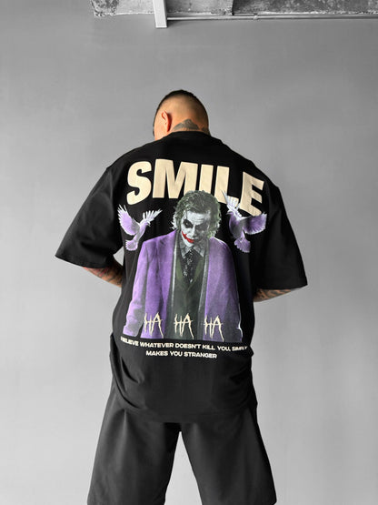 Oversize Smile T-Shirt - Zwart