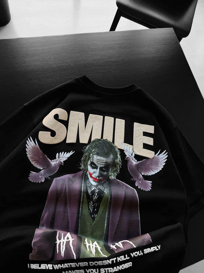 Oversize Smile T-Shirt - Zwart
