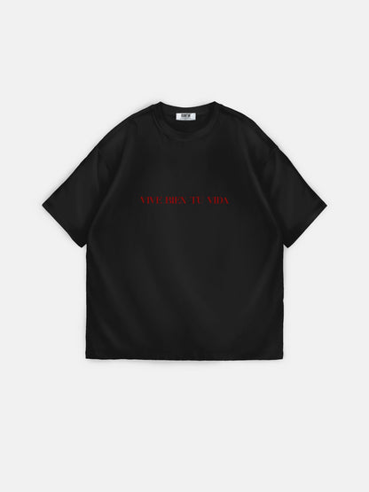 Oversize "Vive Bien Tu Vida" T-Shirt - Zwart