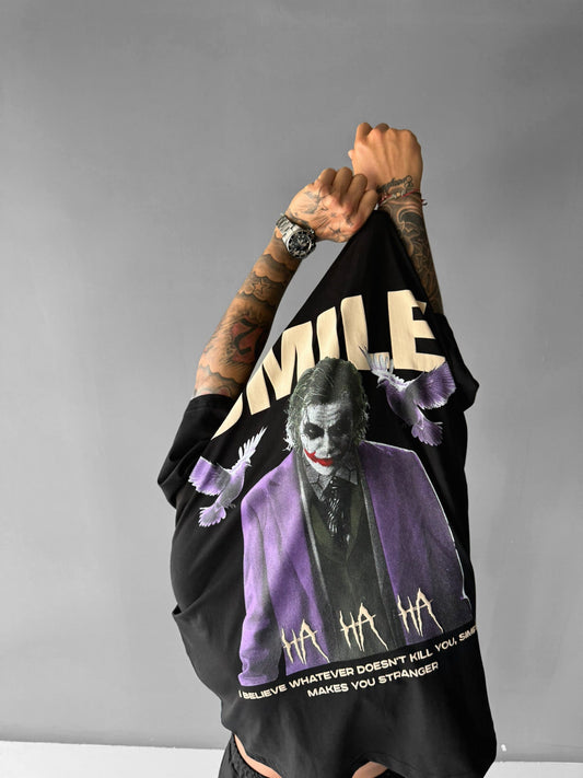 Oversize Smile T-Shirt - Zwart