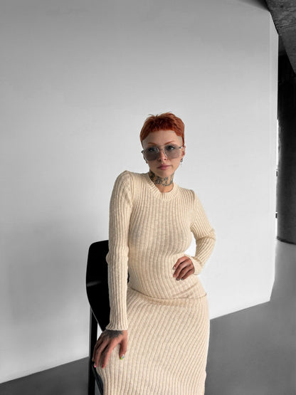 Maxi Gebreide Jurk - Beige