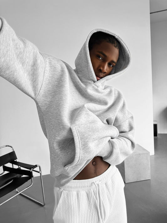 Oversize Basic Hoodie - Lichtgrijs Melange